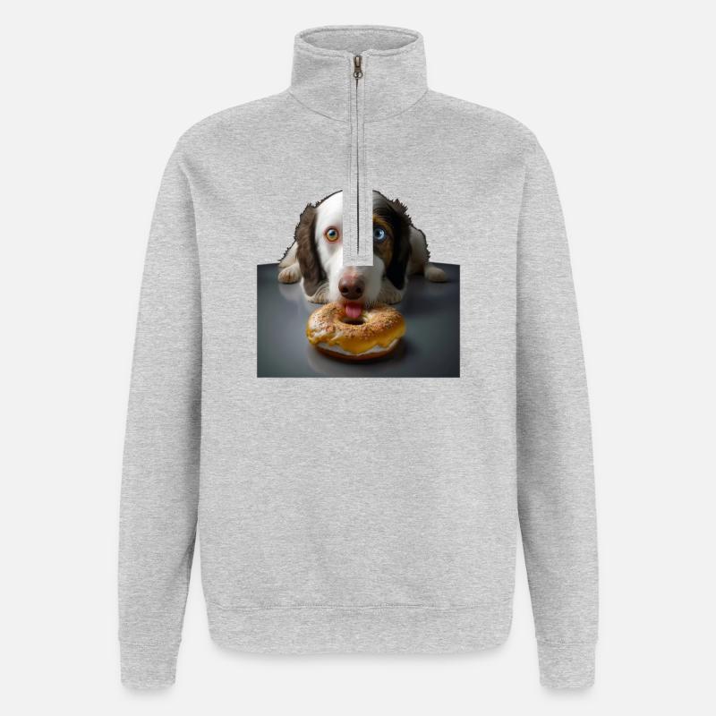 Absolut Selbstkontrollhund 01 ohne - Quarter-Zip-Sweatshirt - Grau meliert