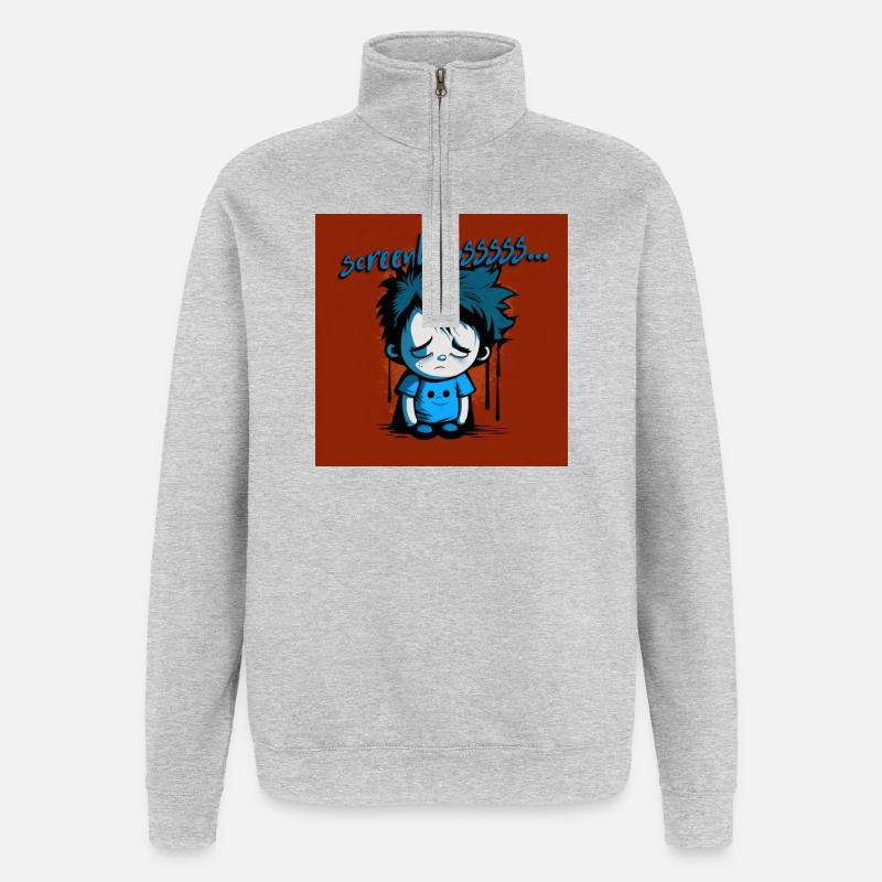Geek - Screenlessssss 01 - Sweat à zip 1/4 - gris chiné