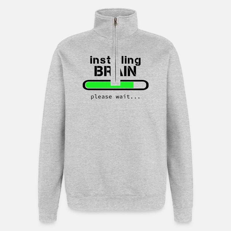 Installing Brain - Quarter-Zip Sweatshirt - heather grey