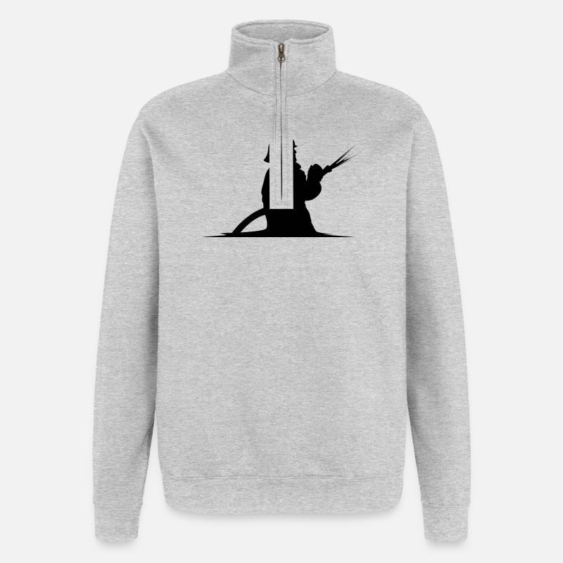 Firefighter Hose Fire Brigade Icon Graphic - Quarter-Zip Sweatshirt - heather grey