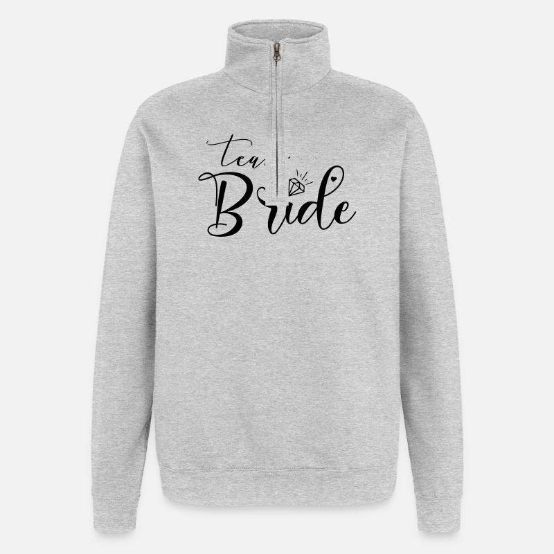 Team Bride Heart Diamond, customizable - Quarter-Zip Sweatshirt - heather grey