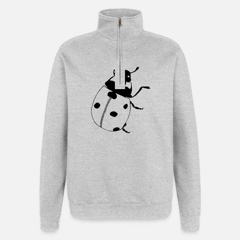 Marienkäfer Ladybird - Quarter-Zip-Sweatshirt - Grau meliert