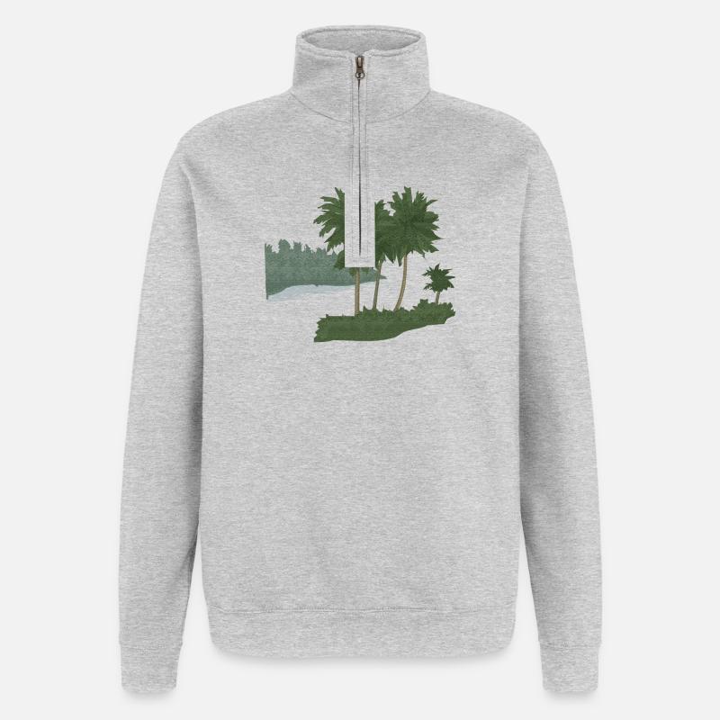 Palmeninsel mit Struktur Effekt (mod.) - Quarter-Zip-Sweatshirt - Grau meliert