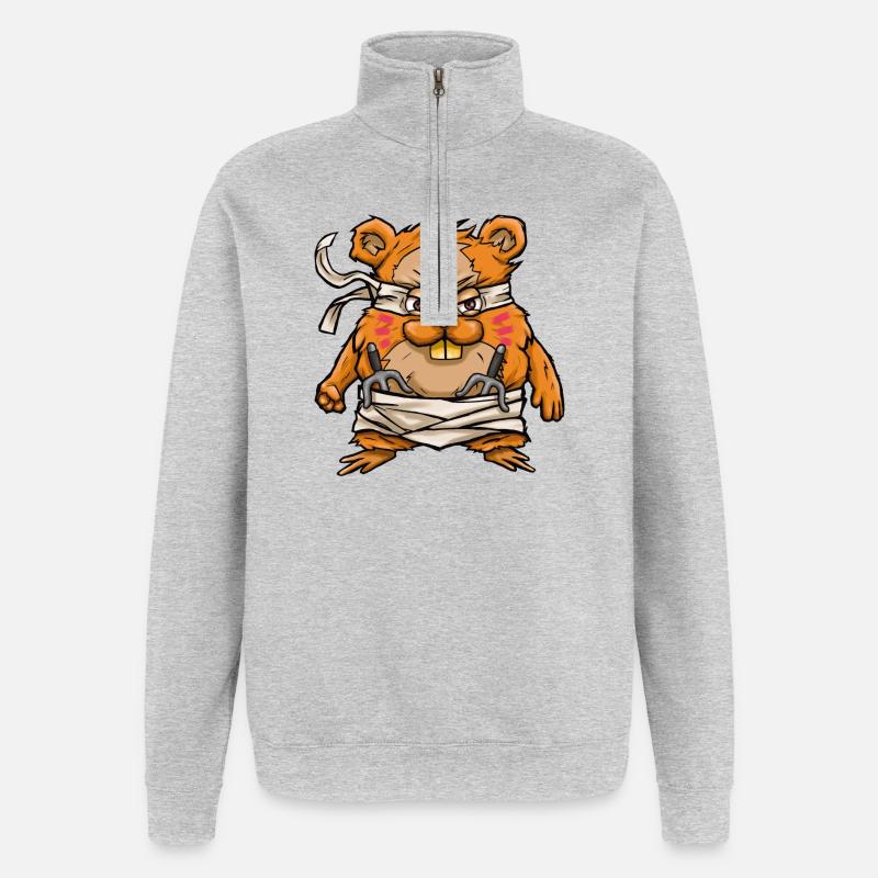 HAM-JITSU - Sweat à zip 1/4 - gris chiné