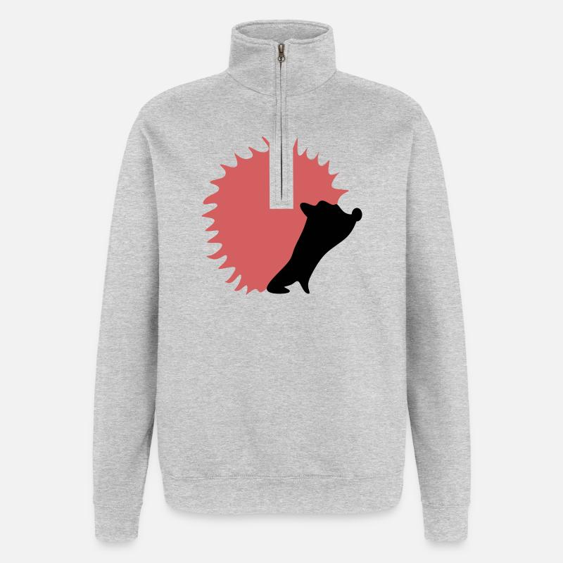 Herbst Igel - Quarter-Zip-Sweatshirt - Grau meliert