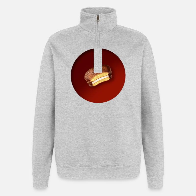 Un délicieux biscuit au chocolat - Sweat à zip 1/4 - gris chiné