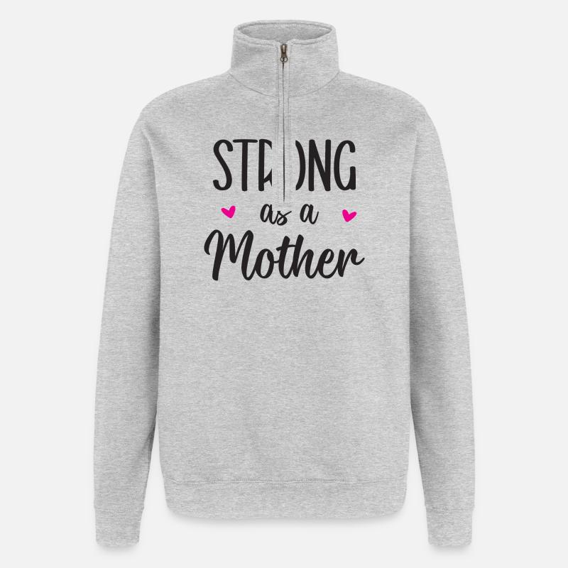 Forte comme une mère - Sweat à zip 1/4 - gris chiné