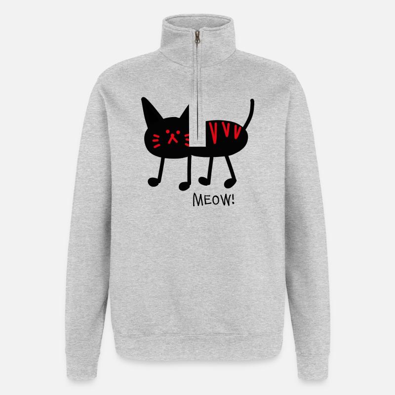 meow! schwarz - Quarter-Zip-Sweatshirt - Grau meliert