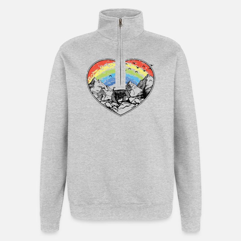 Regenbogenbogen über Bergen - Quarter-Zip-Sweatshirt - Grau meliert