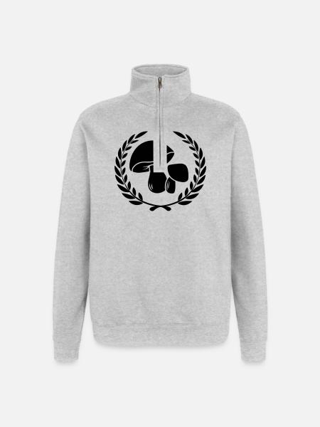 Pilze im Lorbeerkranz - Quarter-Zip-Sweatshirt - Grau meliert