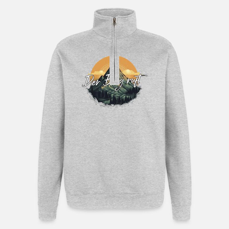 Der Berg ruft – Berglandschaft - Quarter-Zip-Sweatshirt - Grau meliert