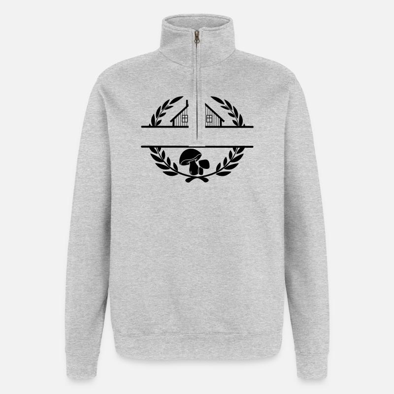 Logo de la champignonnière 3 - Sweat à zip 1/4 - gris chiné