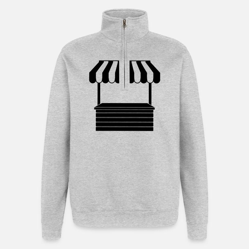 Logo des Marktstandes - Quarter-Zip-Sweatshirt - Grau meliert
