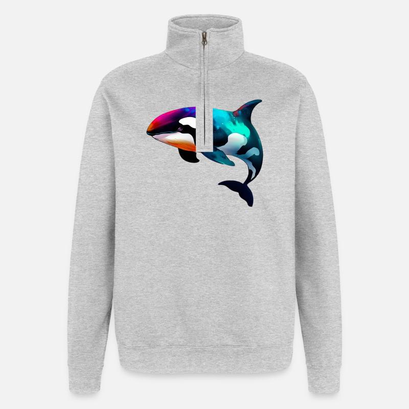 Orque - Sweat à zip 1/4 - gris chiné