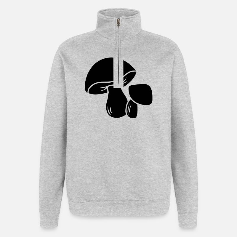 Logo du champignon - Sweat à zip 1/4 - gris chiné