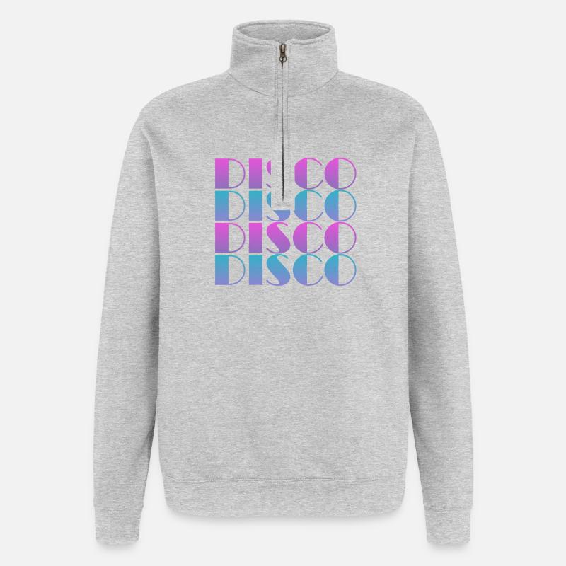 Vibrant Disco Text Pattern Design - Quarter-Zip Sweatshirt - heather grey