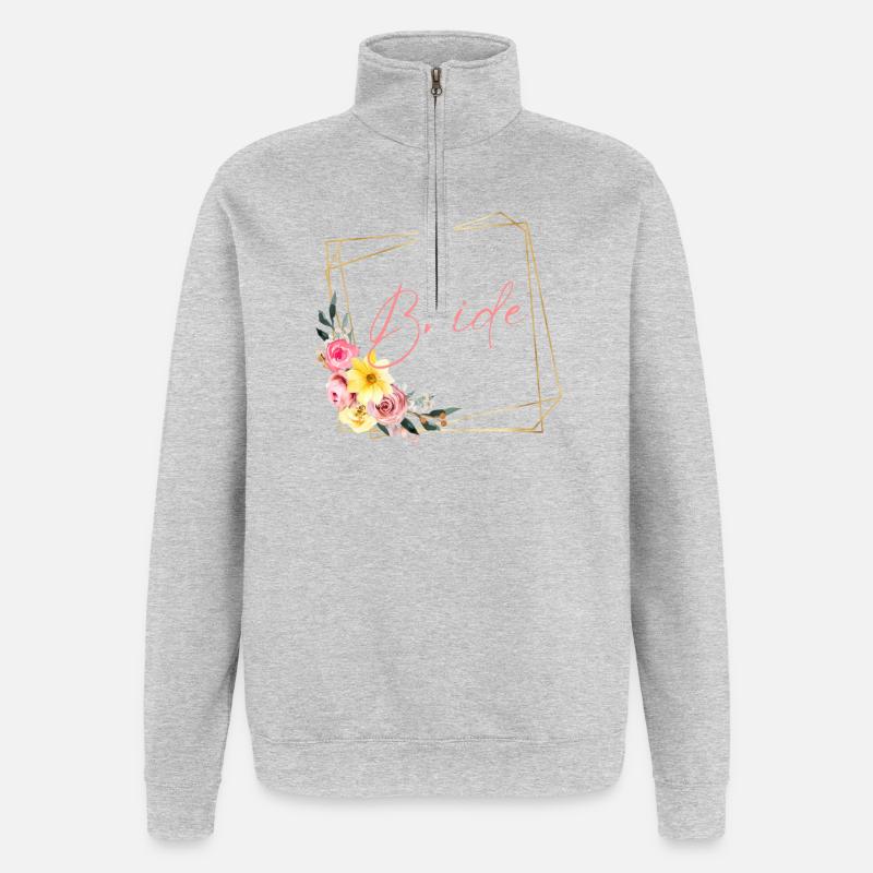 Équipe Bride! Fleurs, personnalisables - Sweat à zip 1/4 - gris chiné