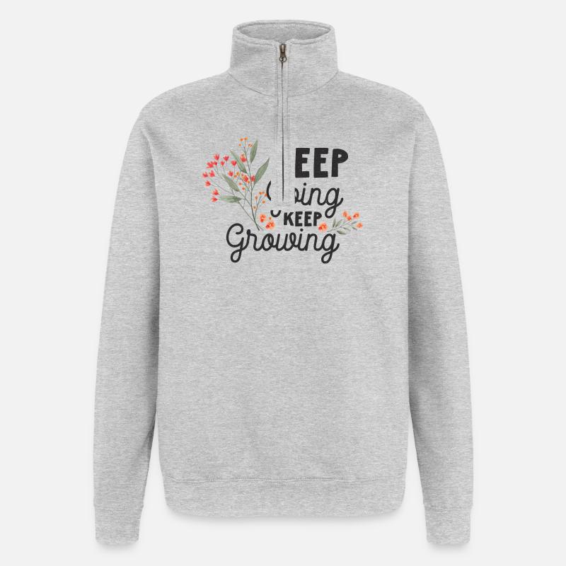Mach weiter, wächst weiter - Quarter-Zip-Sweatshirt - Grau meliert