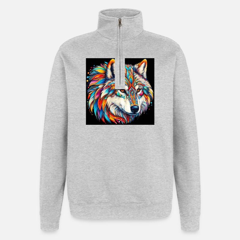 Wolf - Quarter-Zip-Sweatshirt - Grau meliert