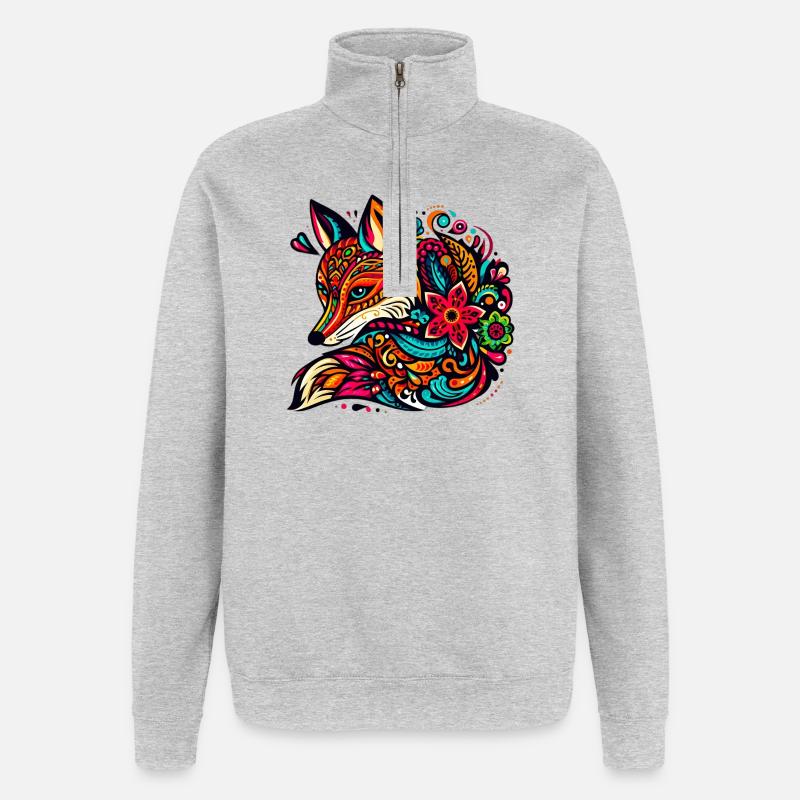 Fuchs - Quarter-Zip-Sweatshirt - Grau meliert