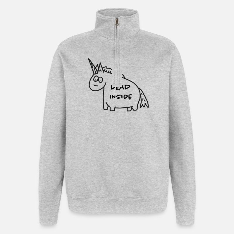 Einhorn - Dead Inside - Quarter-Zip-Sweatshirt - Grau meliert