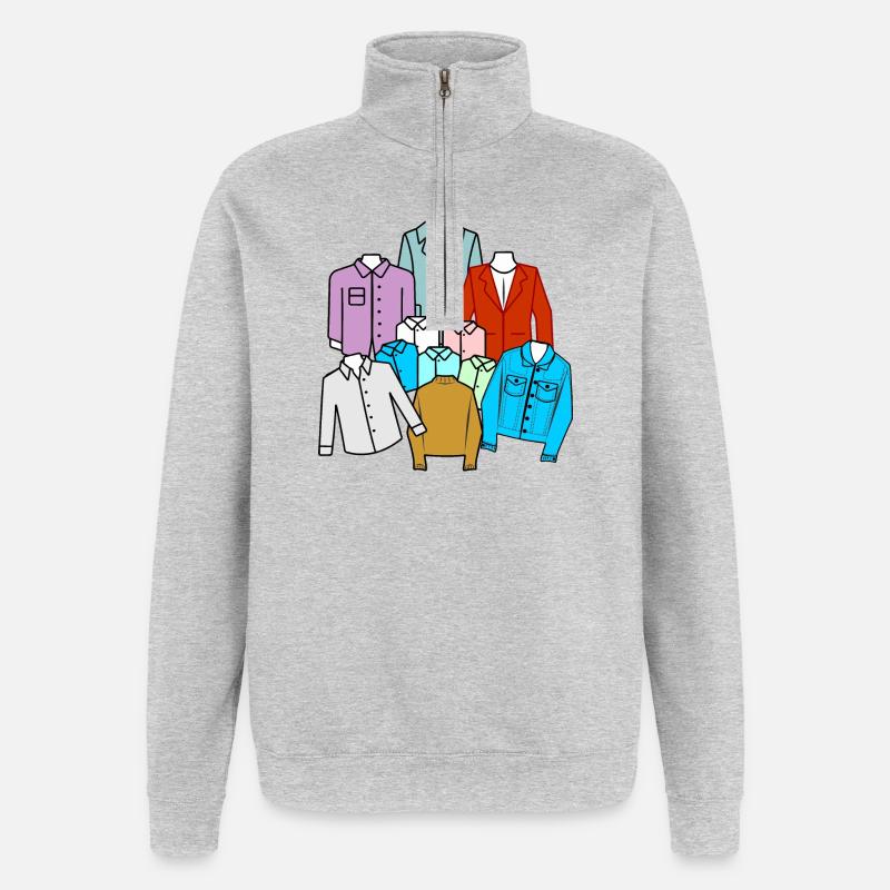 Bekleidungsgeschäft 03 - Quarter-Zip-Sweatshirt - Grau meliert
