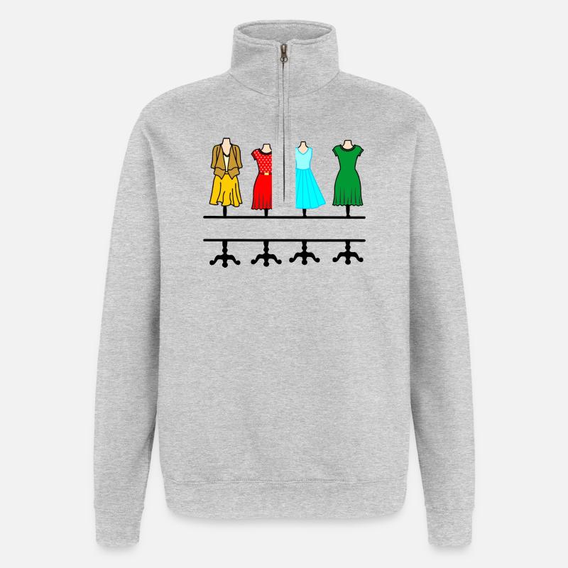 Mode féminine avec espace de texte - Sweat à zip 1/4 - gris chiné