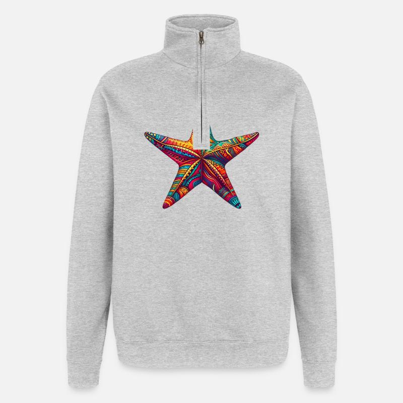 Étoile de mer - Sweat à zip 1/4 - gris chiné