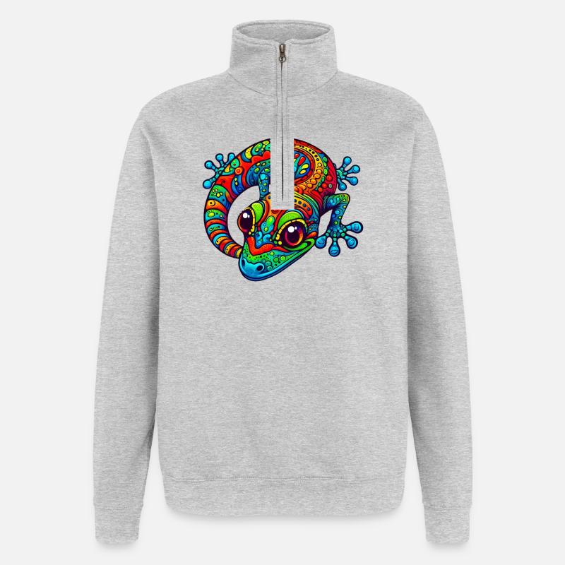 Gecko - Sweat à zip 1/4 - gris chiné
