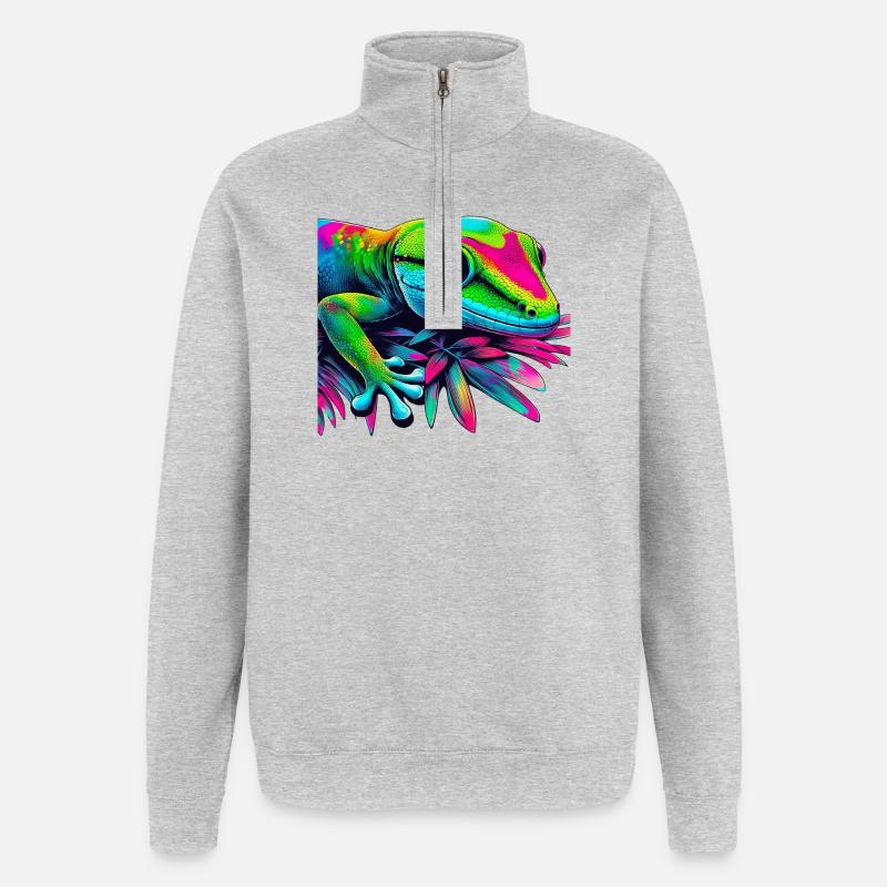 Gecko - Sweat à zip 1/4 - gris chiné