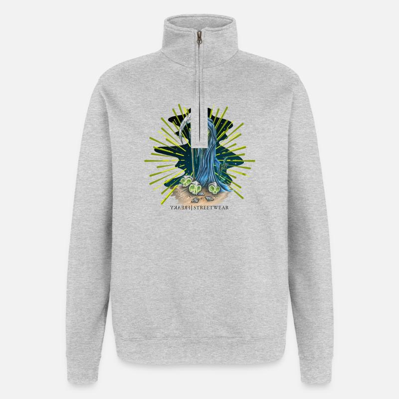 der Tod - Quarter-Zip-Sweatshirt - Grau meliert