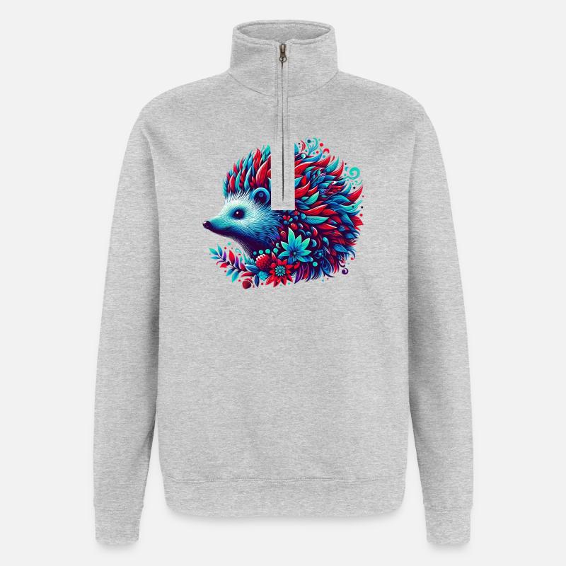 Igel - Quarter-Zip-Sweatshirt - Grau meliert