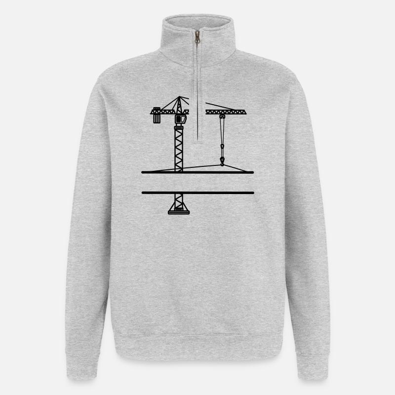 Baukran mit Banner - Quarter-Zip-Sweatshirt - Grau meliert