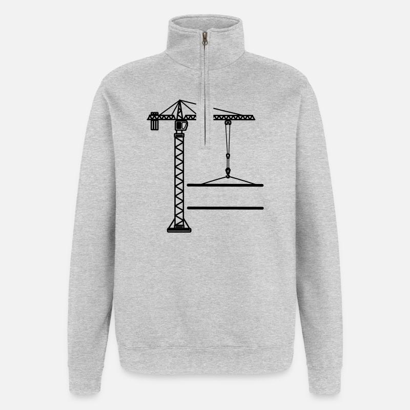 Baukran-Banner-Logo - Quarter-Zip-Sweatshirt - Grau meliert