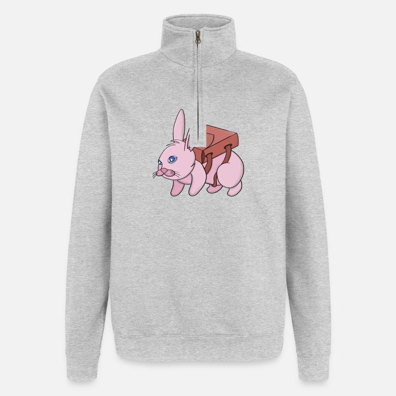 Hase geht zur Schule - Quarter-Zip-Sweatshirt - Grau meliert
