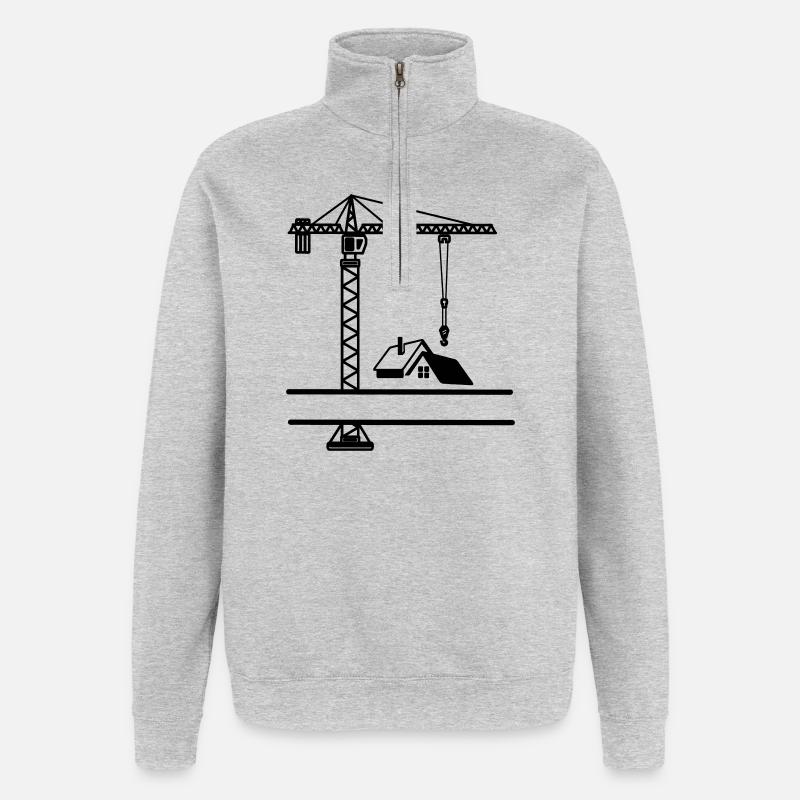 Grue de construction avec maison - Sweat à zip 1/4 - gris chiné
