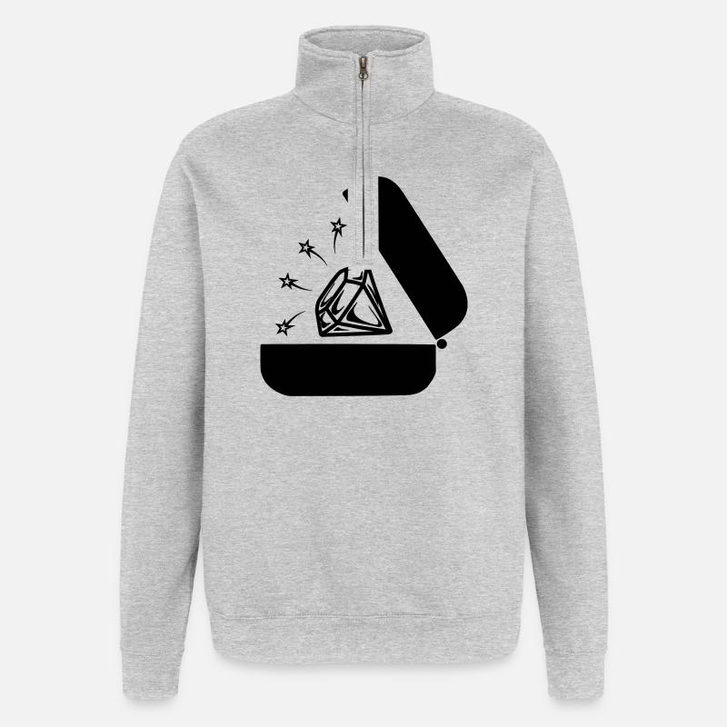 Diamant dans la boîte - Sweat à zip 1/4 - gris chiné