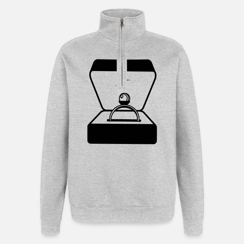 Ring mit Perle in Box - Quarter-Zip-Sweatshirt - Grau meliert
