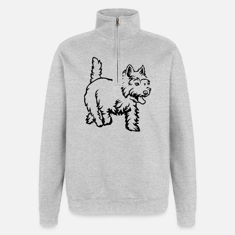 West Highland Terrier - Sweat à zip 1/4 - gris chiné