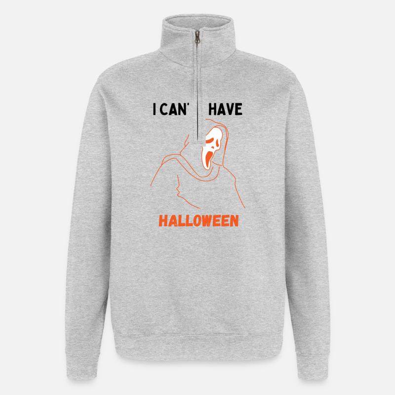I Can't I Have Halloween - Sweat à zip 1/4 - gris chiné