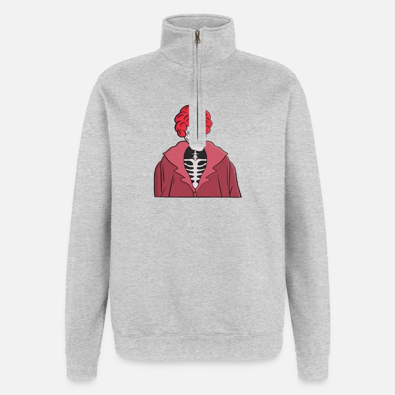 Crâne élégant - Sweat à zip 1/4 - gris chiné