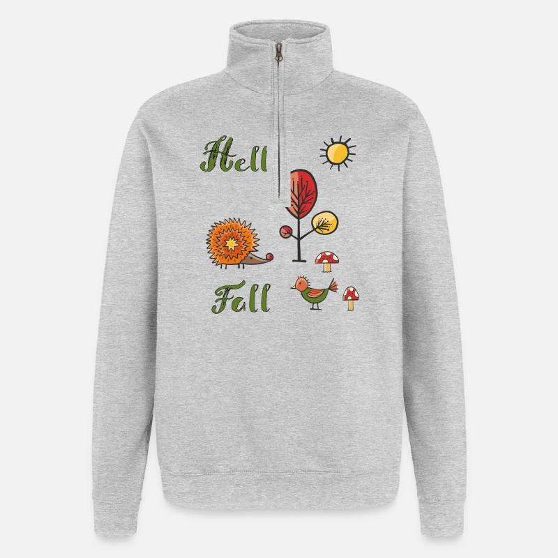 Hello Fall - Quarter-Zip Sweatshirt - heather grey