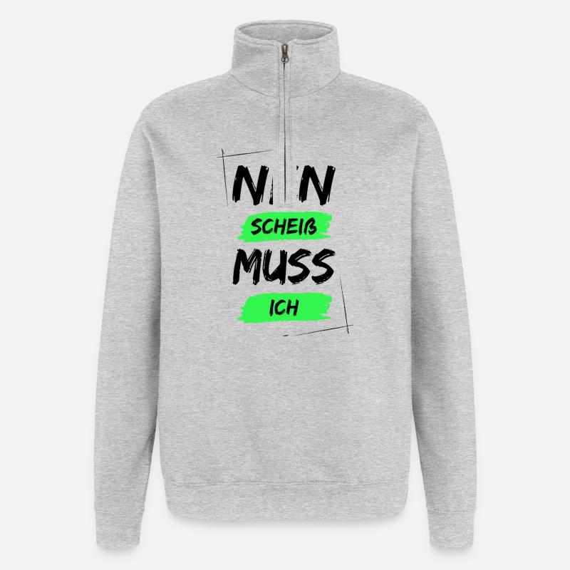 Nen scheiß muss ich - Quarter-Zip-Sweatshirt - Grau meliert