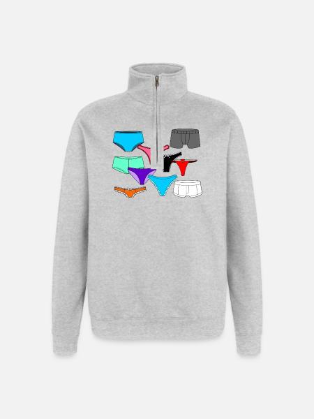 Dessous-Logo mit Slip und Unterhose - Quarter-Zip-Sweatshirt - Grau meliert