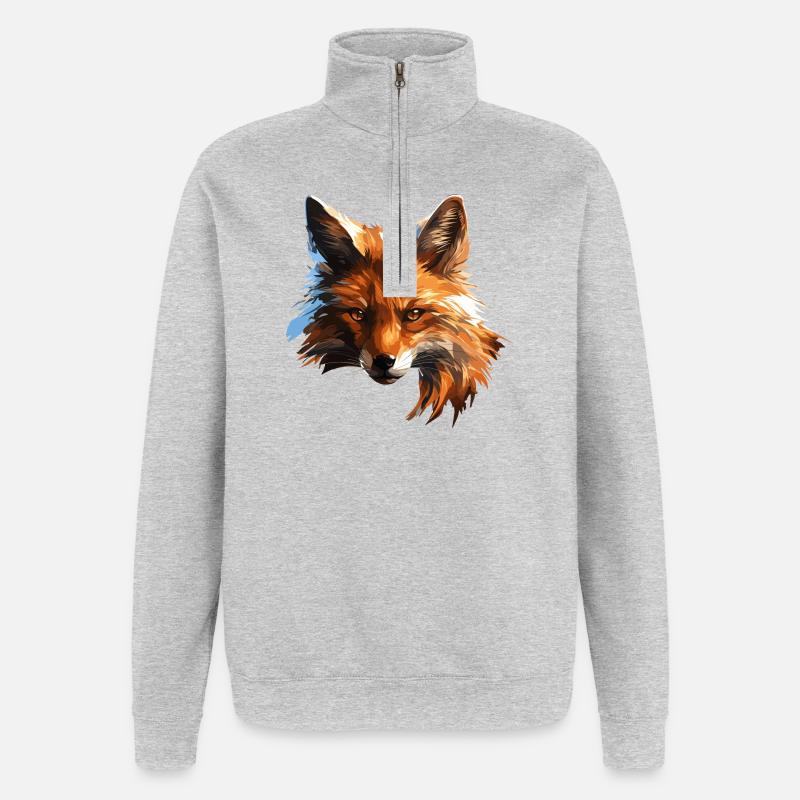 Polygon Fox - Quarter-Zip Sweatshirt - heather grey
