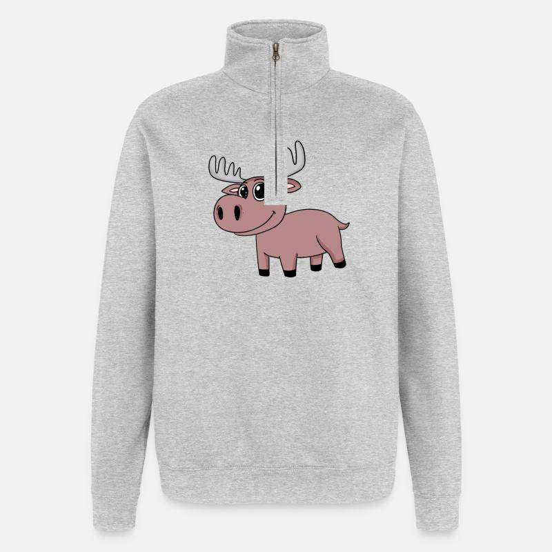 Chevreuil - Sweat à zip 1/4 - gris chiné
