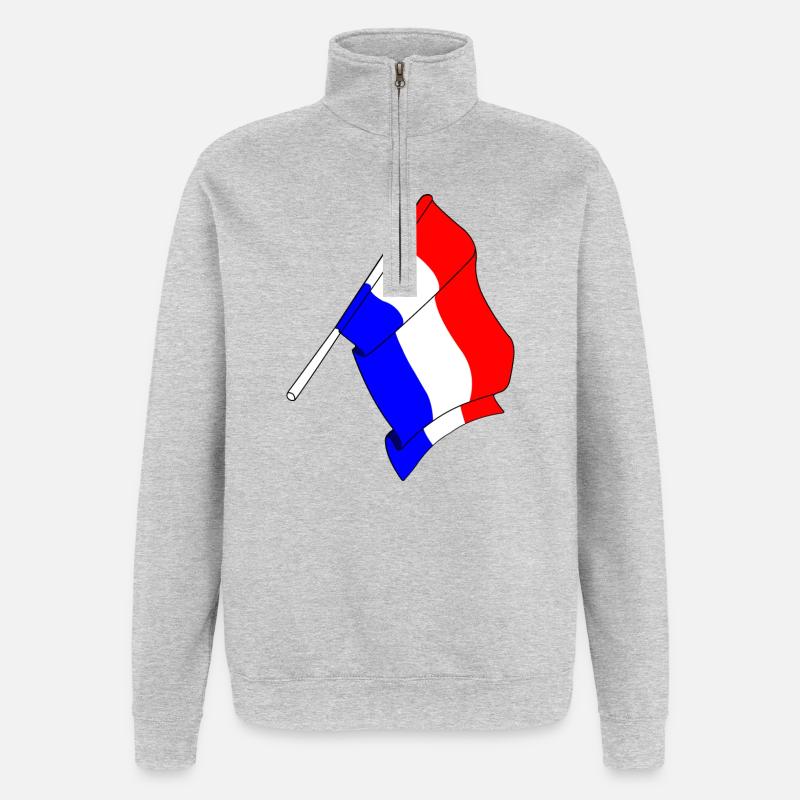 Drapeau des Pays-Bas - Sweat à zip 1/4 - gris chiné