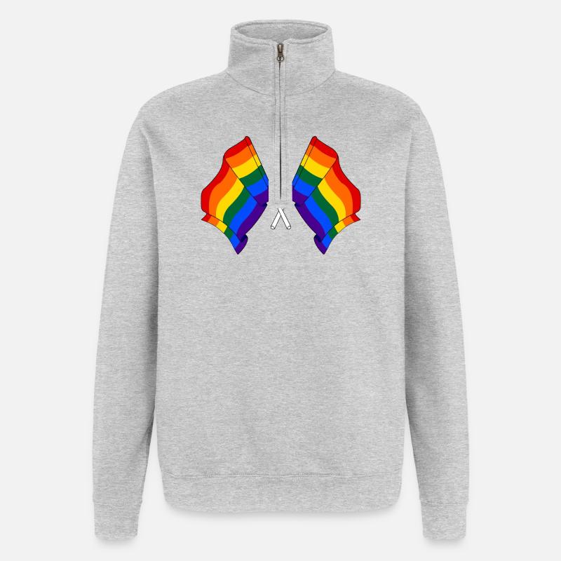 Deux drapeaux arc-en-ciel - Sweat à zip 1/4 - gris chiné