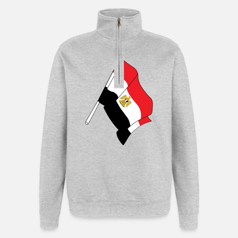 Drapeau : Égypte - Sweat à zip 1/4 - gris chiné