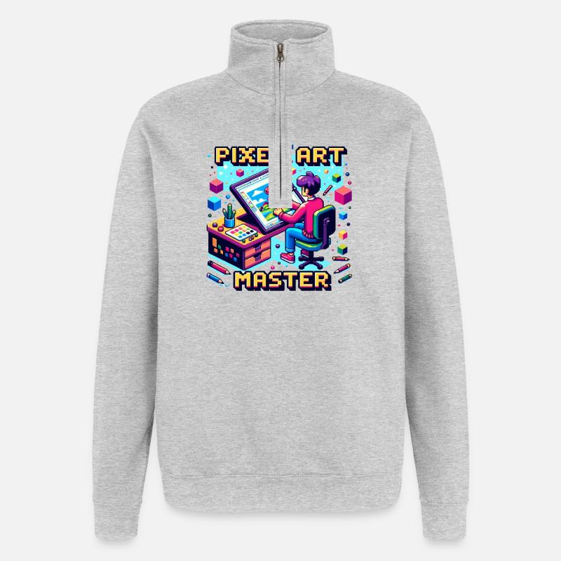 Pixel Art Master - Quarter-Zip Sweatshirt - heather grey